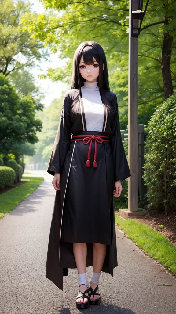 High quality, high quality, Japanese anime touch, one woman, sharp outline, long black hair, mummy cosplay with bandages,
Cute pose, facing this way,