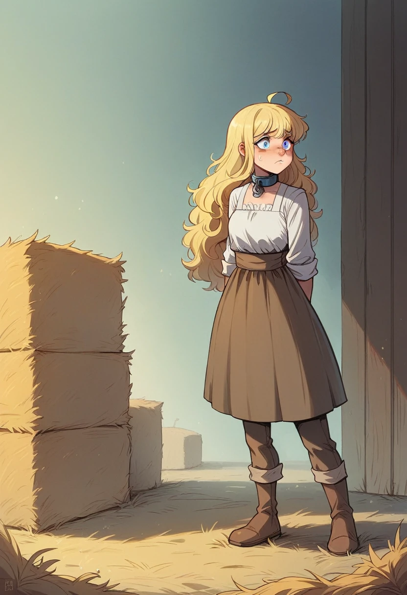 1 girl. Ketaur. Cold. Allergy. Hay fever. Runny nose. Nasal mucus. Snot. Sneeze. Full height. Full body. Blonde. Long hair. Blue eyes. Snotty nose. Snot from nose. Slave. Slave collar. Extremely detailed CG Unity 8k wallpaper. Ideal lighting. Ultra high resolution 4K. Super detailed 8K resolution.