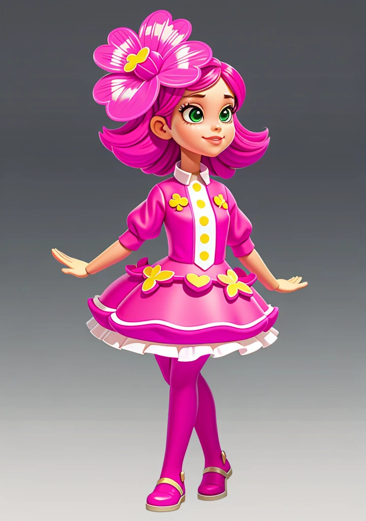 pink-themed girl with elements that resemble a four-leaf clover, but in pink clothes
