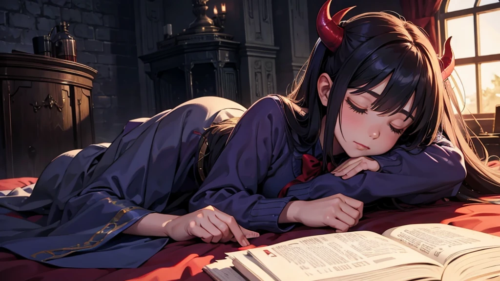 demon girl sleeping in the kingdom room
