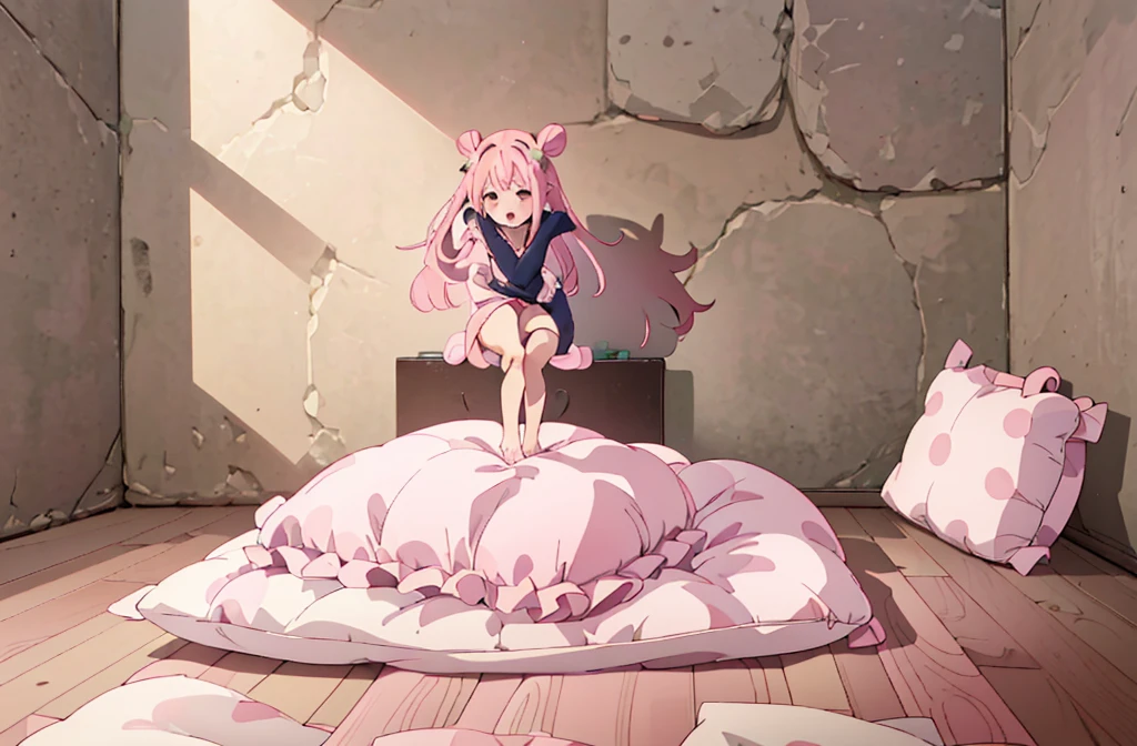 (best quality, masterpiece),full body, 1 girl, solo, mine ,nsfw, details, (Light and shadow oxtail , Cute girl posing on pillow ,steam, pillow humping,(pillow ride), masturbation, pillow straddling, crotch rub, hump,open mouth , kneeling,(Steaming hot),(pillow), (((pink hair))),
