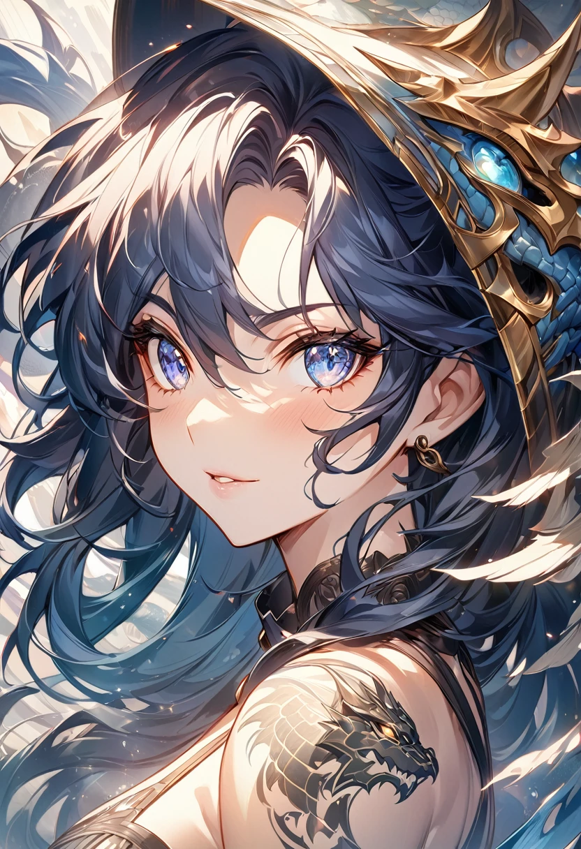 a close up of a woman with a dragon tattoo on her back, dragon girl, clean detailed anime art, detailed digital anime art, anime character; full body art, a beautiful artwork illustration, 8k high quality detailed art, ross tran style, detailed anime artwork, anime illustration, the dragon girl portrait, beautiful anime artwork, digital anime illustration, clean detailed anime style