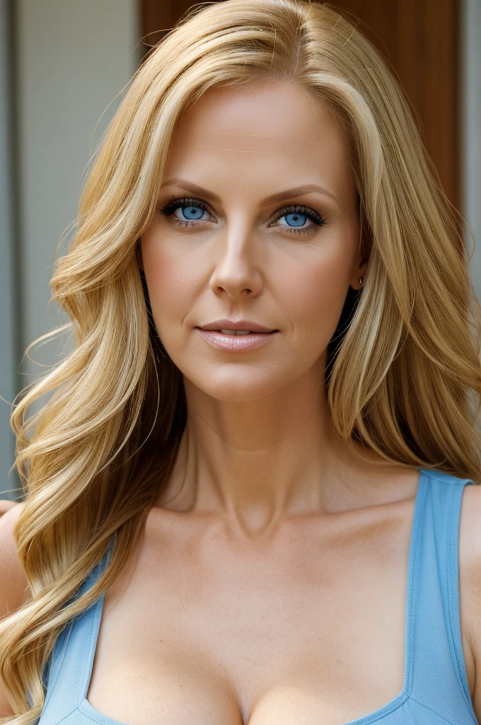 Blonde woman 34 years old blue eyes looks like Julia Ann