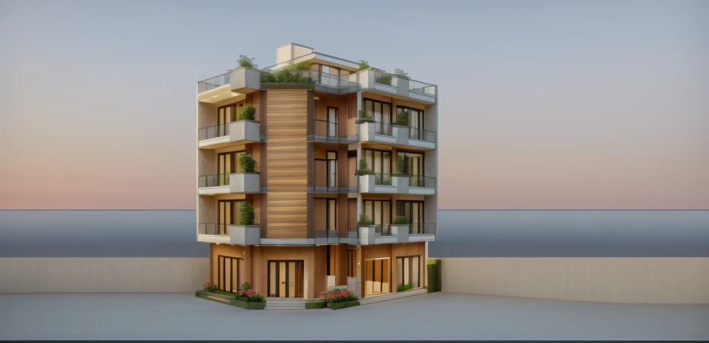 Create a house with a balcony, trees, a path, and a fence filled with flowers