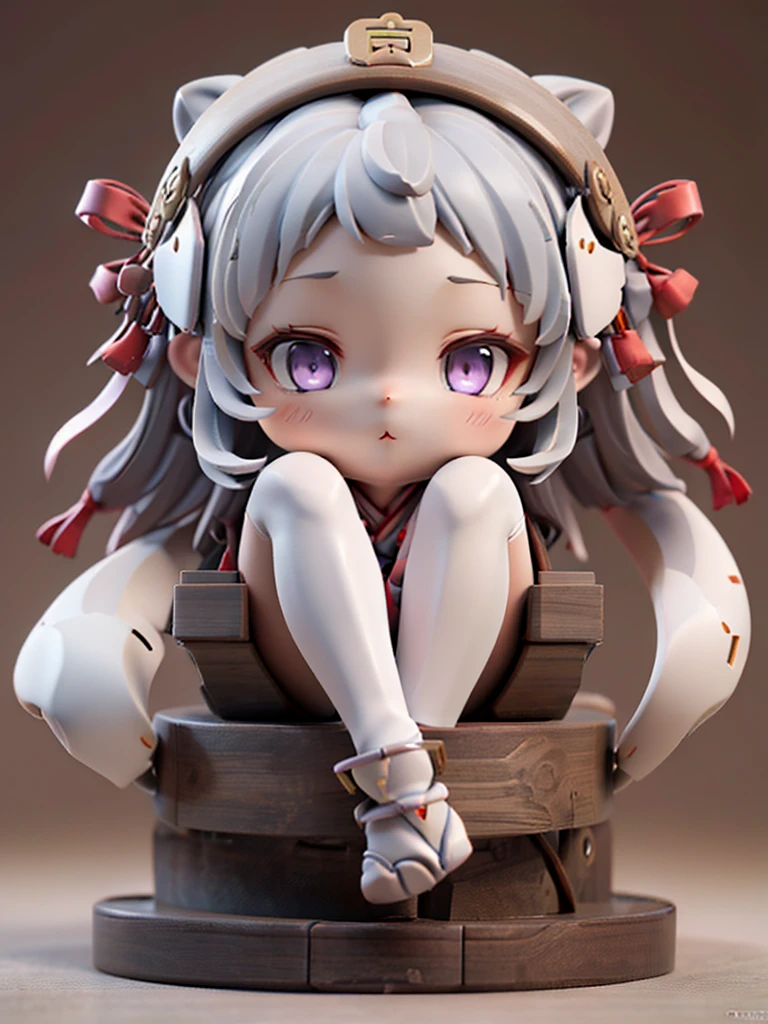 (Highest quality:1.4), High resolution, masterpiece,, One girl,, Light purple hair, Purple eyes, (Kemomimi), Medium chest, Naked thin thighs,, hair ornaments, (red|White Japanese shrine maiden outfit), Removable sleeves,, red面,, lanthanum, shrine,, Detailed face,