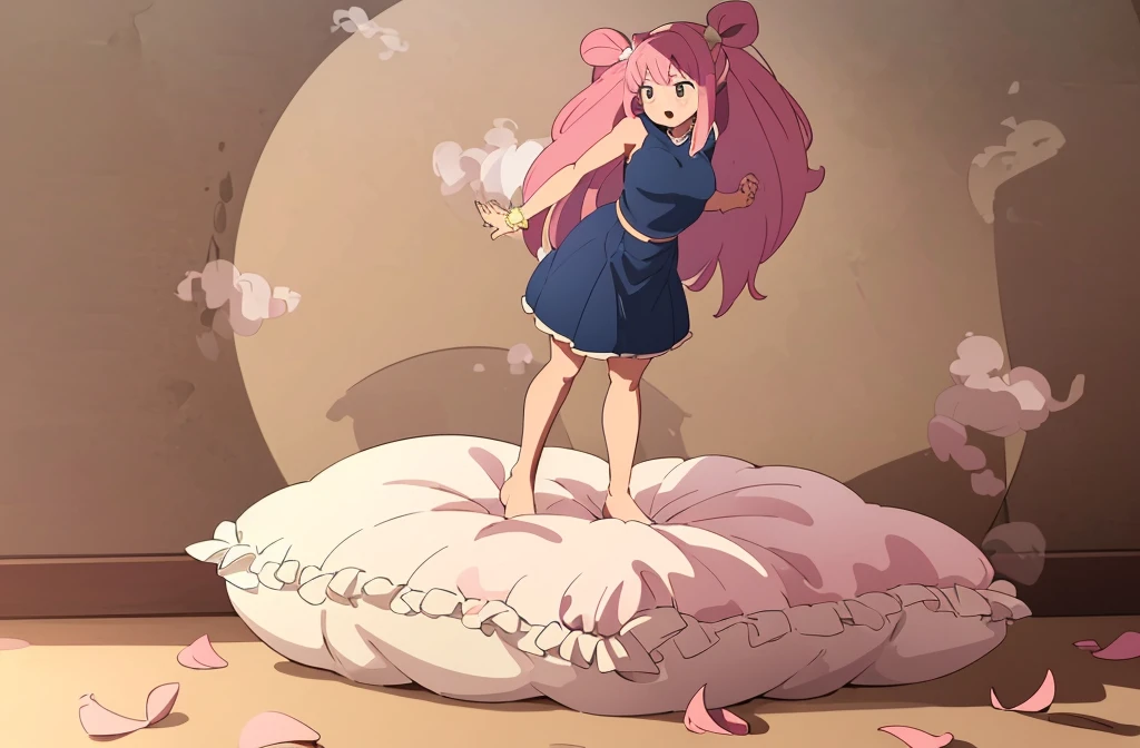 (best quality, masterpiece),full body, 1 girl, solo, mine ,nsfw, details, (Light and shadow oxtail , Cute girl posing on pillow ,steam, pillow humping,(pillow ride), masturbation, pillow straddling, crotch rub, hump,open mouth , kneeling,(Steaming hot),(pillow), (((pink hair))),
