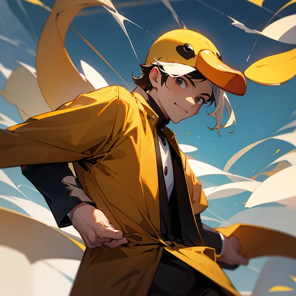 man wearing a duck costume