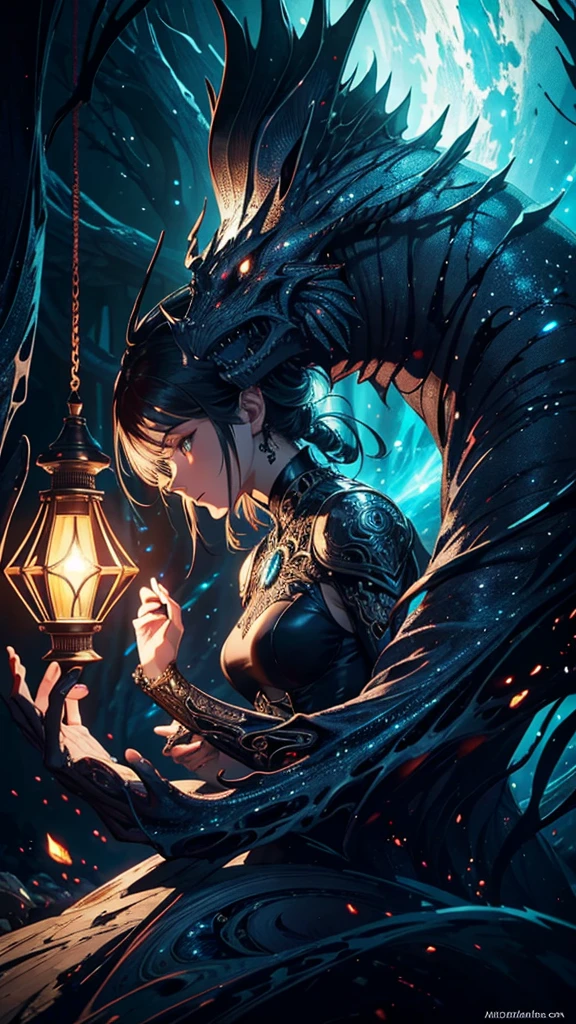 masterpiece,best quality,Hyper detailed,light,Intricate details,high resolution,Official Art,Finely detailed,high resolution插图,8K,lens flare,Light particle,Dark, intense shadows,particle,detailed Background,detailed Glow,detailed Reflection,detailed,Mysterious Landscape Photography, Incredible futuristic images emerge from Miracle Stone, Dark, atmosphere, Dark,Aaron Horkey&#39;s painting depicts,A powerful portal to another world