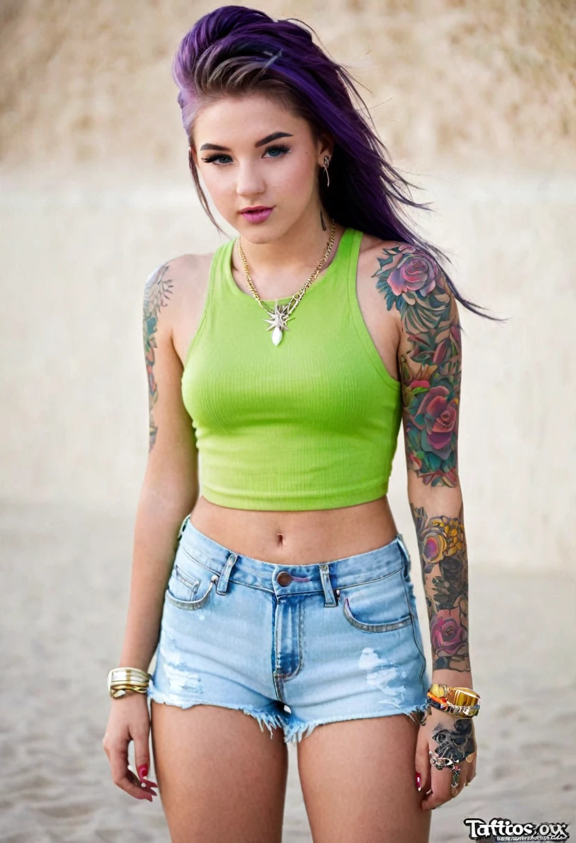 Realistic  sexy crop summer outfit tattoos 