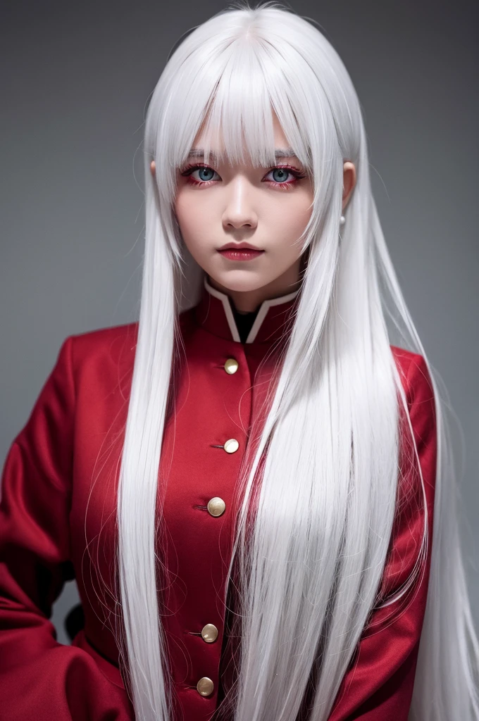 White hair, long hair, woman, red eyes