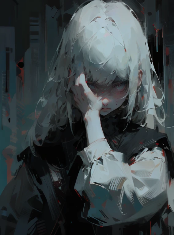 Bloodstains, horror, sad, girl, very detailed