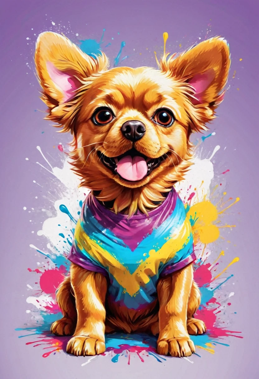 A t-shirt with vector art of a colorful Russian toy dog illustration , At the center, swirly vibrant colors, paint splashes and smears, high détail, t-shirt designs
(artwork, best quality, proffesional, perfect composition, very aesthetic, absurdrez, super verbose, Intricate details:1.3)