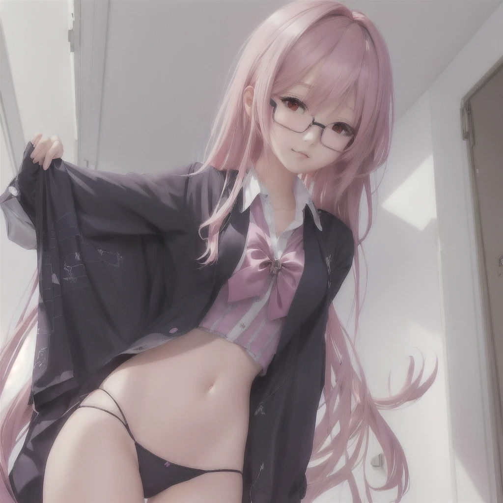 Anime girl with pink hair and glasses, Enchanting anime girl, Smooth anime CG art, Anime Moe Art Style, Soft anime illustration, Beautiful and detailed anime art, Detailed digital anime art, Cute girl anime visuals, Attractive anime girl, Surreal , Revealing clothing, Zerochan Art, Gwaiz, 4k anime wallpaper