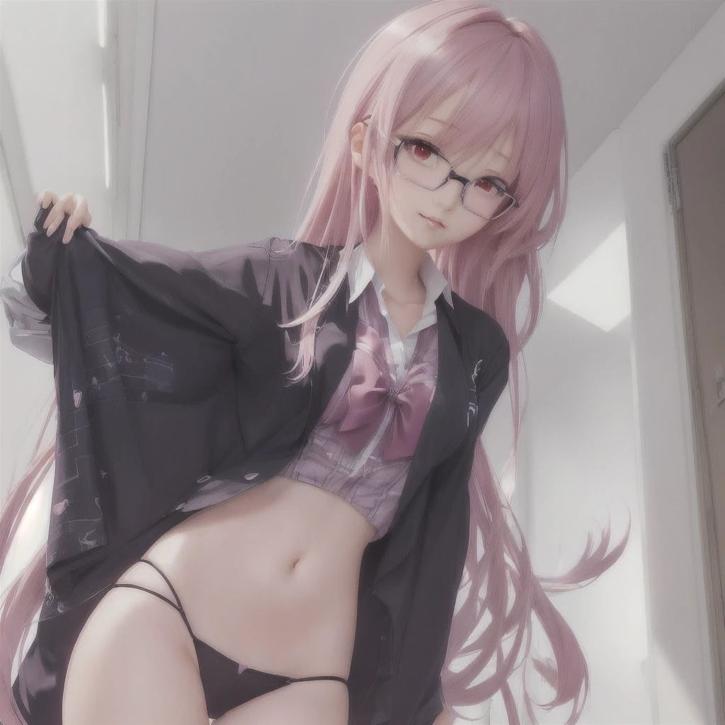 Anime girl with pink hair and glasses, Enchanting anime girl, Smooth anime CG art, Anime Moe Art Style, Soft anime illustration, Beautiful and detailed anime art, Detailed digital anime art, Cute girl anime visuals, Attractive anime girl, Surreal , Revealing clothing, Zerochan Art, Gwaiz, 4k anime wallpaper