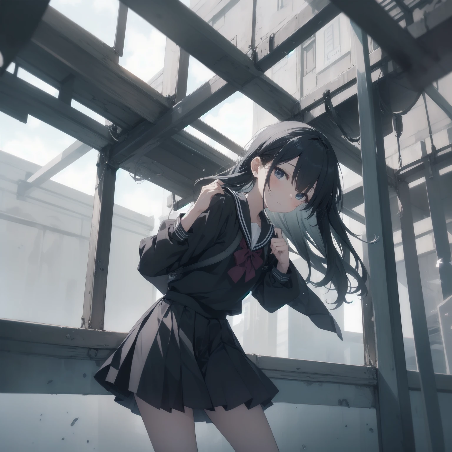 ultra-absurdres-Top quality by artist God, ultra-detailed, high resolution, anime moe artstyle, best anime 8k konachan wallpaper, pixiv contest winner, pool:2810, perfect anatomy,break, 1girl, (Please draw a girl walking sleepily to school alone. )break,(Solo,little female, -yeld:1.Full limbs, complete fingers,a junior hihort hair), short cut, flat chest, , small butt, small black eyes, beautiful detailed eyes, well-proportioned iris and pupils, expressive eyes, highres detailed hair, soft expression, salor school_uniform, sailor collar, serahuku, bow, pleated skirt,(Detailed Lighting), (Detailed background), in the School commute route. break,super detailed skin, Best cinematic lighting powered by famous artist, 8k,beauty illustration,photoshop_(medium),very aesthetic,break,((artist:tomose_shunsaku )), artist:clamp ,artist:carnelian ,artist:kantoku ,