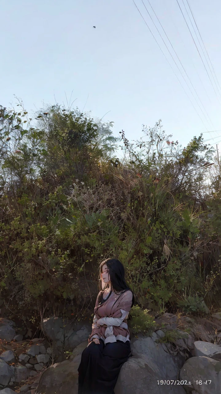 in 8K、top-quality、masterpiece:1.2)、One woman、(Smiling smile:1.1)、beautidful eyes、Valley、The upper part of the body、shorth hair、Like a boy、Colossal tits、Blue View、