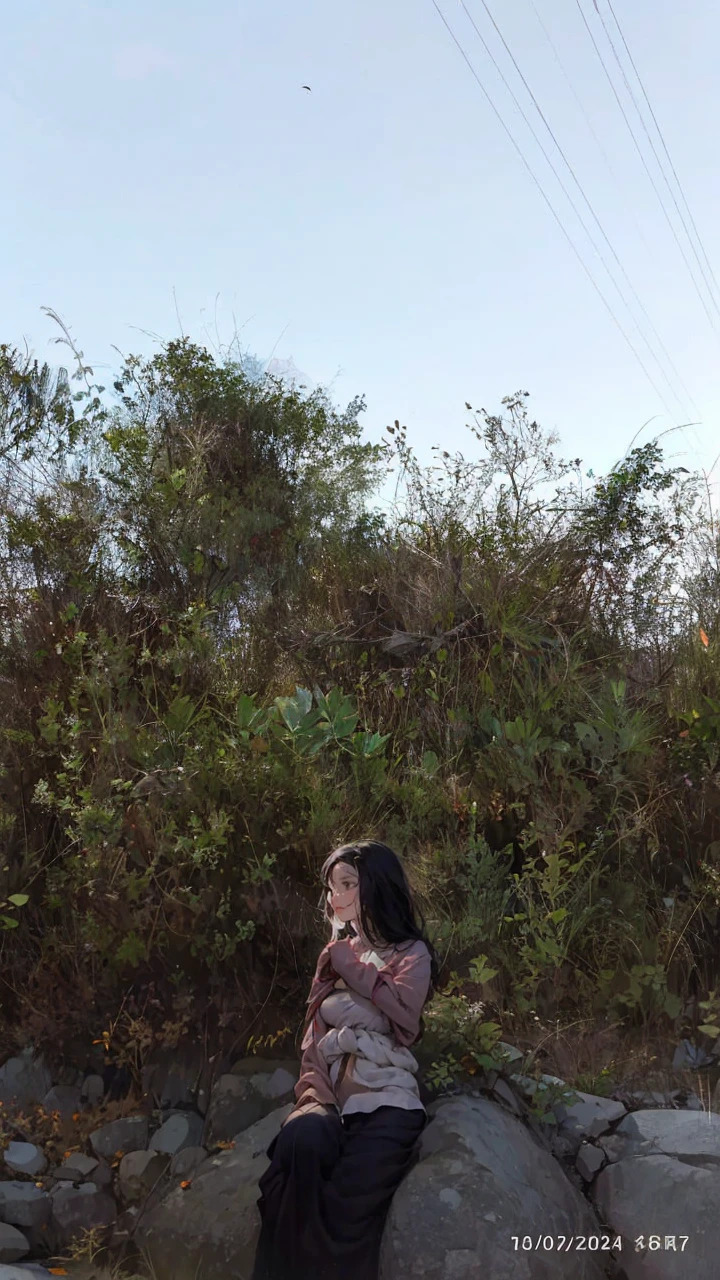 in 8K、top-quality、masterpiece:1.2)、One woman、(Smiling smile:1.1)、beautidful eyes、Valley、The upper part of the body、shorth hair、Like a boy、Colossal tits、Blue View、