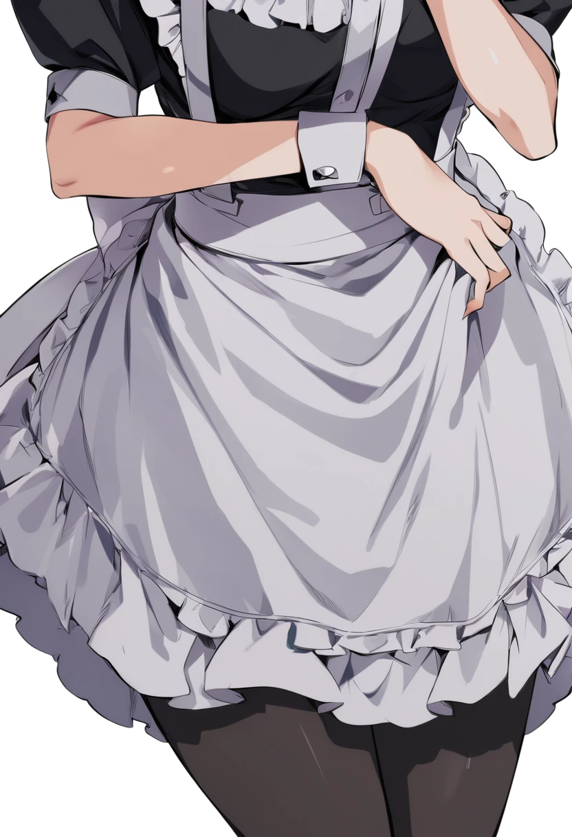 One girl, whole body, White Background, Maid,