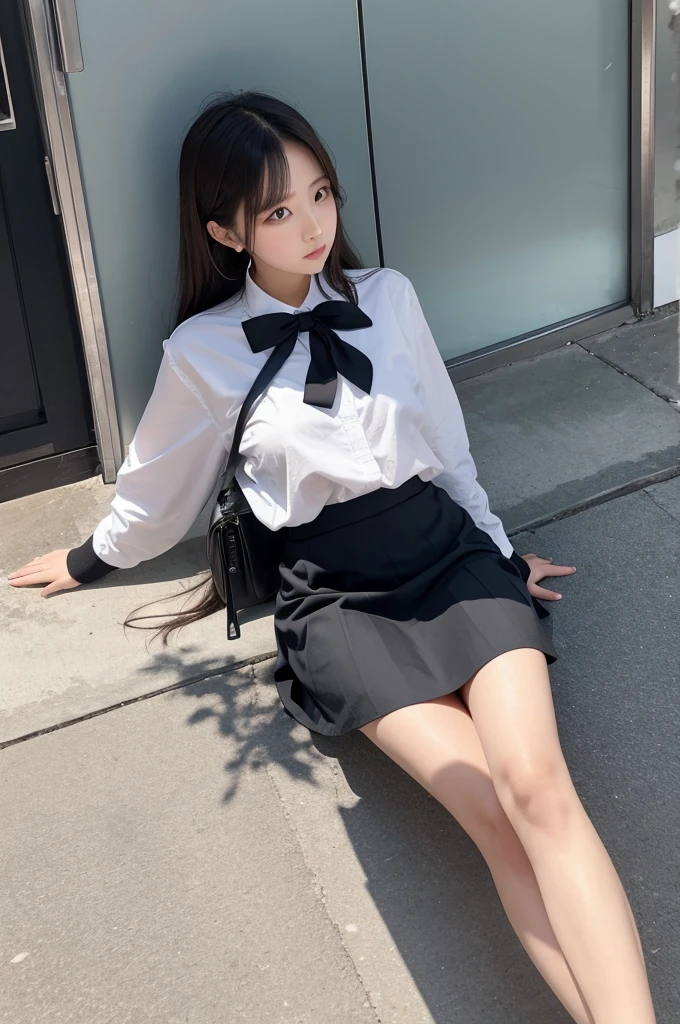 Black Skirt sit Horizontal angle
