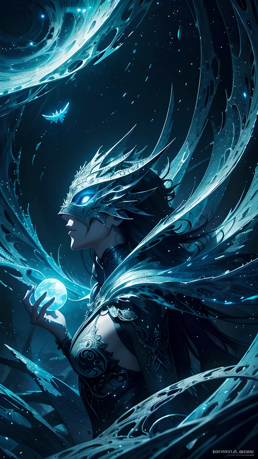 masterpiece,best quality,Hyper detailed,light,Intricate details,high resolution,Official Art,Finely detailed,high resolution illustration,8K,lens flare,Light particle,dark, intense shadows,particle,detailed Background,detailed Glow,detailed Reflection,detailed,Mysterious Landscape Photography, Incredible futuristic images emerge from Miracle Stone, dark, atmosphere, dark,Aaron Horkey&#39;s painting depicts,A powerful portal to another world,
