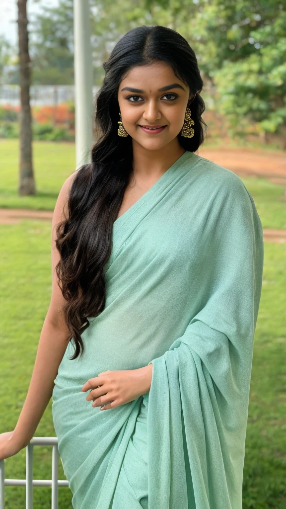 Keerthy suresh in saree ,outdoor