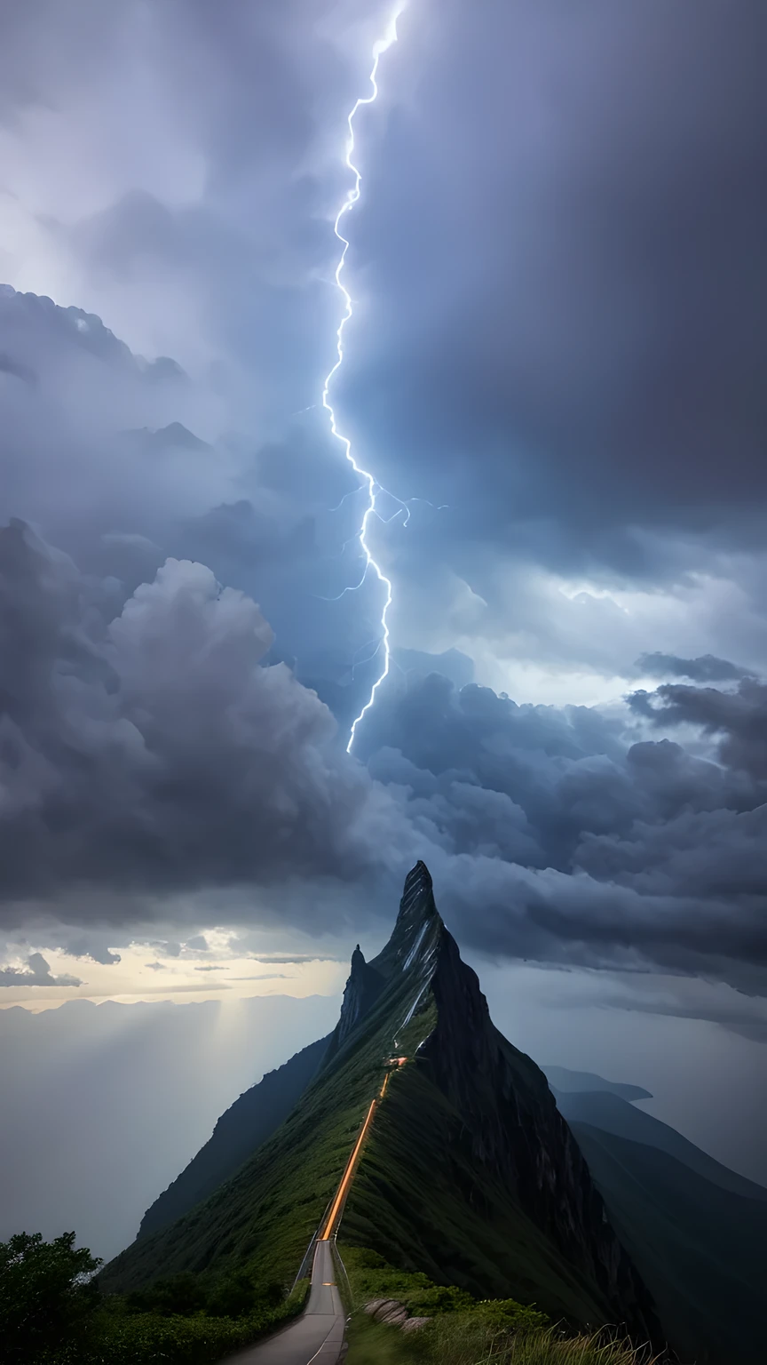 The Peak,Looking down,Shiwandashan,Thunder and lightning,Stormy weather,Spectacular,Shock。