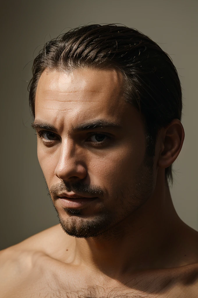 a man with his head tilted down