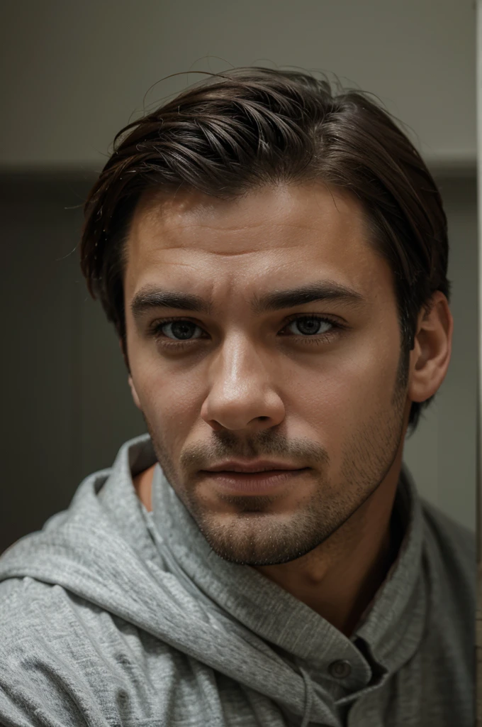 a man with his head tilted down