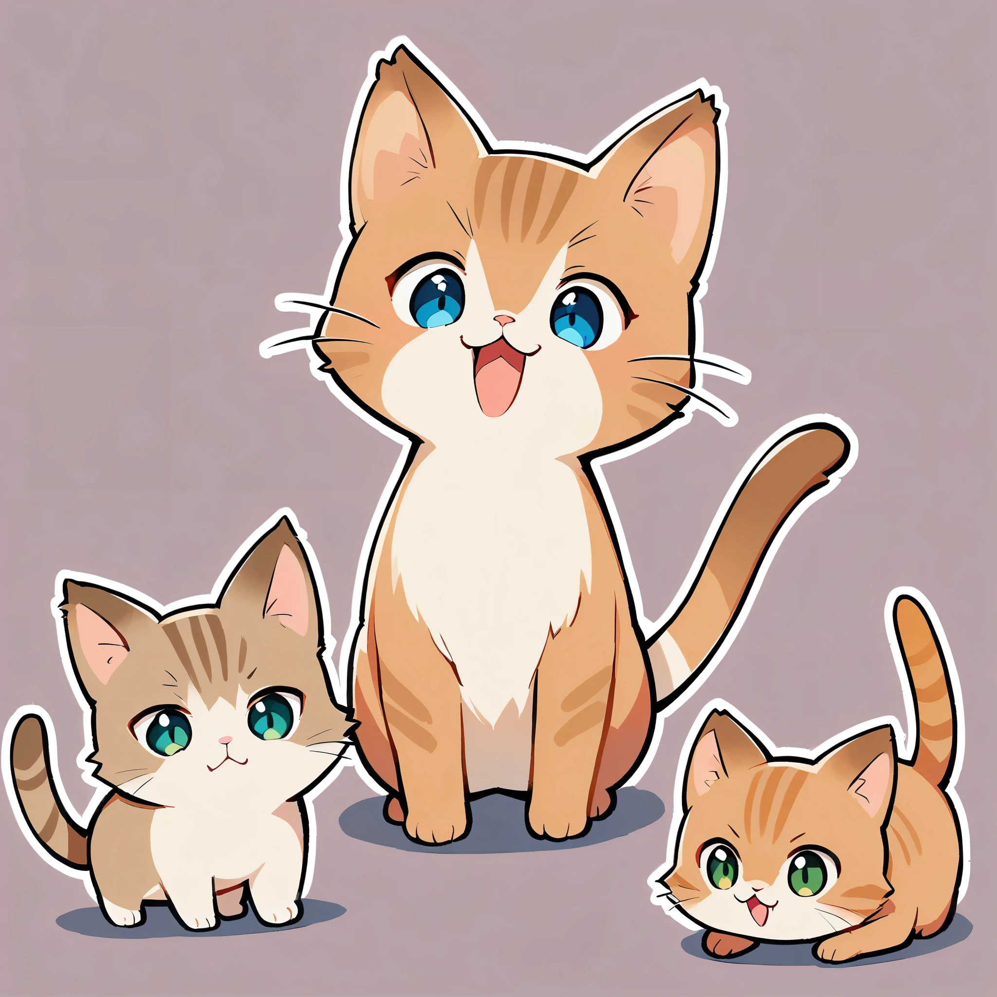 One cute kitten, Brown tabby, Deformed Characters, kitten, Plain background