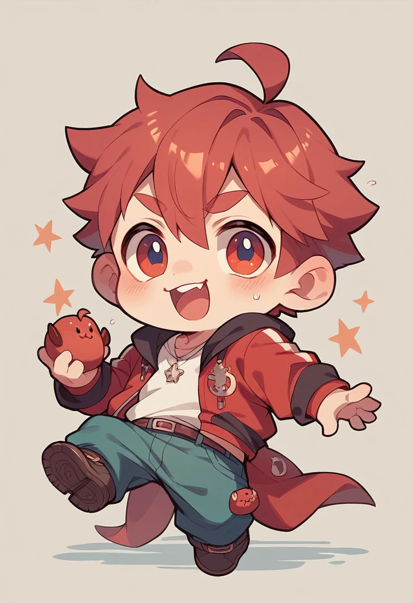 Chibi-e, boy, red,redいスーツ,