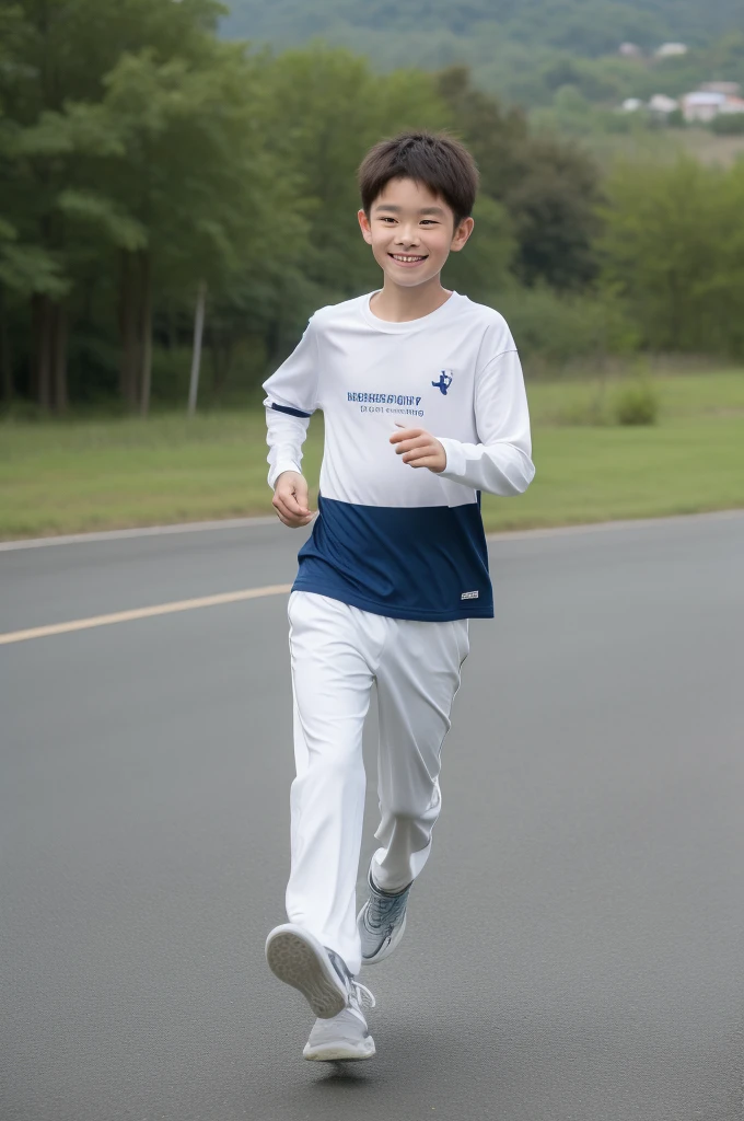 -yeld bomile，Spread your white and slender legs，jogging，full body，8K五官精致，Handsome boyish feeling，8K，masterpiece,((best quality)),photography,