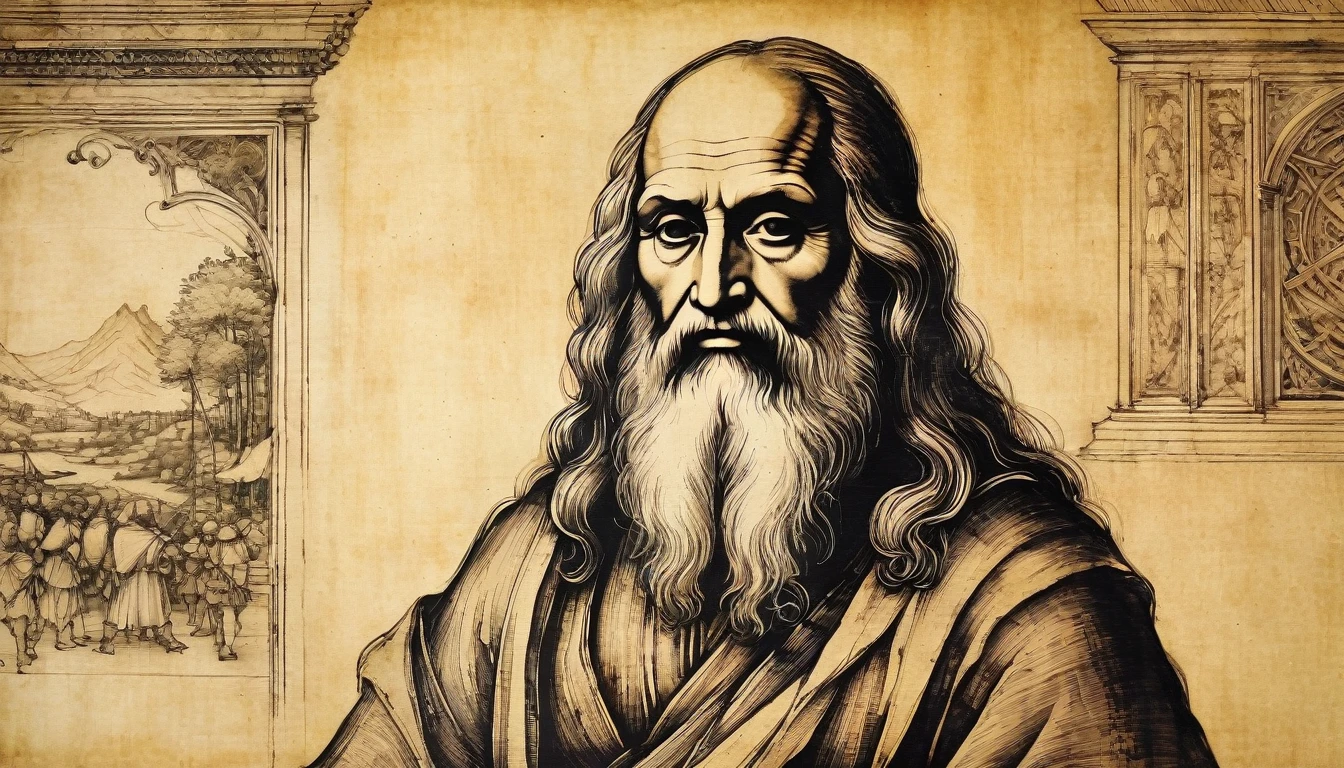 leonardo da vinci, ink painting