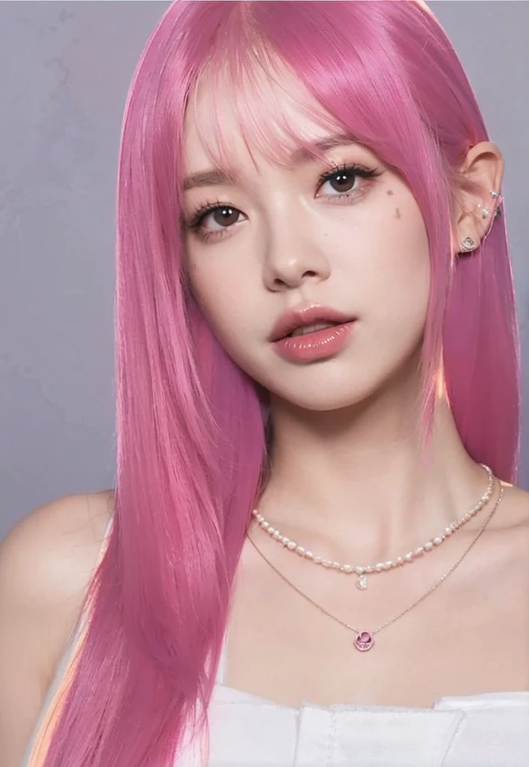 Leave it as it is, make the hair pink, pink hair, pink bangs, not black hair, pink hair, pink hair, pink hair