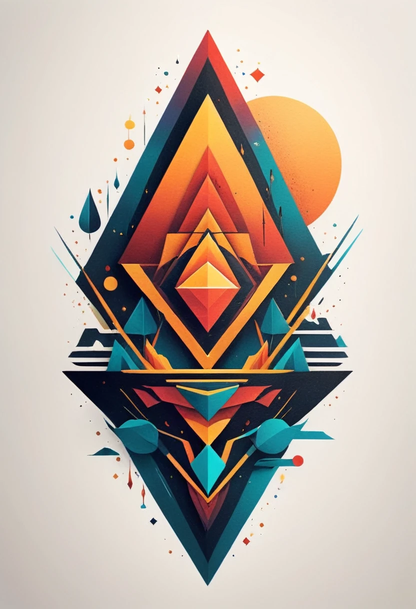 Ultra-fine 8K resolution, Geometric style and minimalism. Presenting Modern Tattoo Designs, Use geometric lines to create complex patterns. The composition is minimalist, With precise contours. Carefully selected colors to add vibrancy. Studio lighting highlights the elegant simplicity of this art, Perfect for a modern tattoo T-shirt.