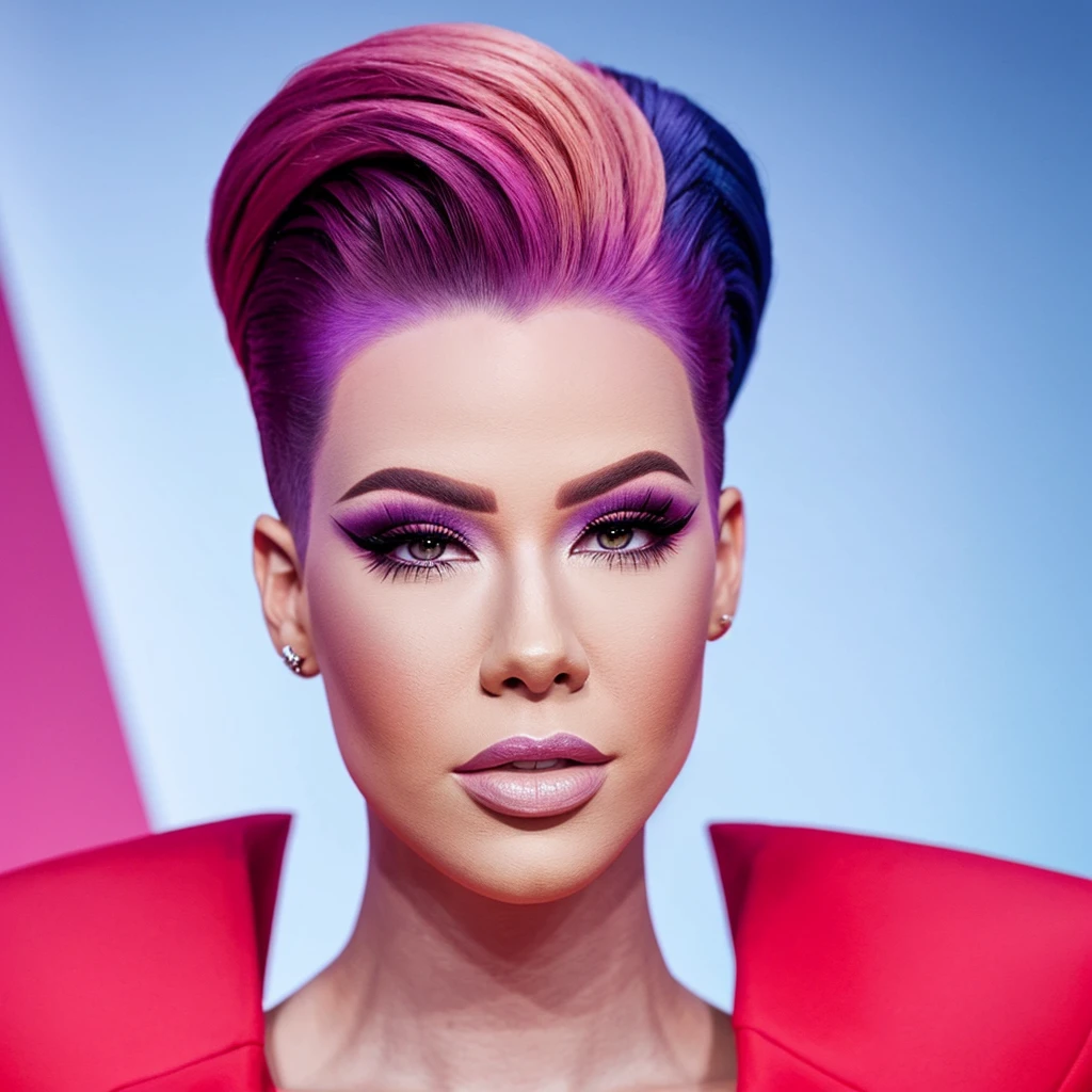woman holds smartphone in her hand, naked european woman holding a dildo and smartphone that is glowing with pink and purple colours, in front of blackhair man, we can see their face close, closeup, minimalistic, in a light purple and pink style, with soft edges and blurred details, in the toycore style, with a 3D render, on a colorful background, with a minimalist stage design, in a surreal style, with a cinema4D rendering, with a minimalist style, with low saturation, using gradient colors, with a cinema4D rendering, with a blender rendering, with super detail, at a super high resolution, at a super high definition
