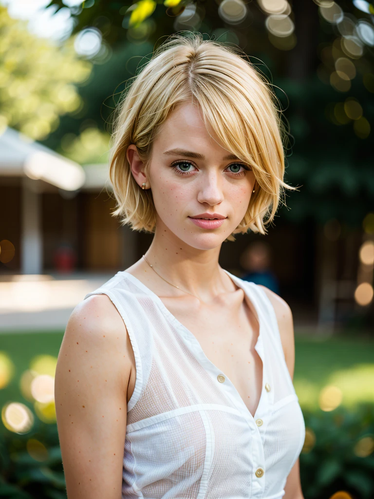 Professional Portrait, MacKenzie Davis, blonde, short hair, dept of field, bokeh