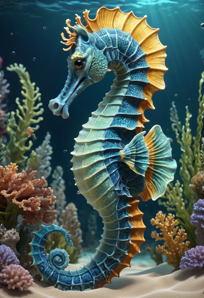 Seahorse,masterpiece,(Highly detailed CG Unity 8k wallpaper),(Best quality),(Best Illustration Award),Isometric 3D,Rendered by Octane, Ray Tracing,Extremely detailed