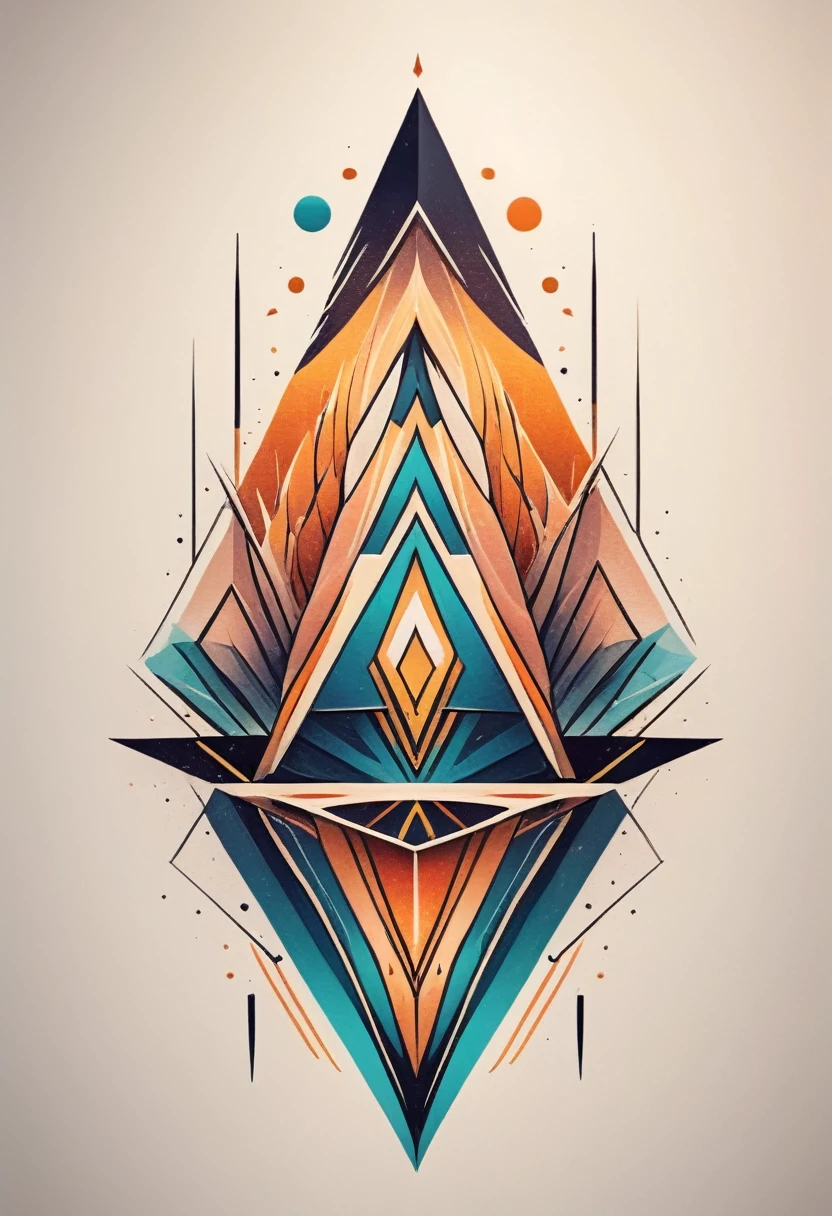 Ultra-fine 8K resolution, Geometric style and minimalism. Presenting Modern Tattoo Designs, Use geometric lines to create complex patterns. The composition is minimalist, With precise contours. Carefully selected colors to add vibrancy. Studio lighting highlights the elegant simplicity of this art, Perfect for a modern tattoo T-shirt.