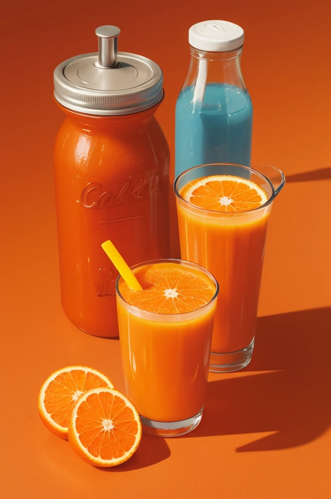 Colored pencil style　orange juice　background through