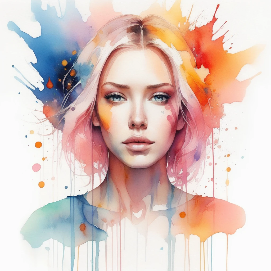 woman with agnes cecile, glowing design, pastel colors, ink drops, autumn lights