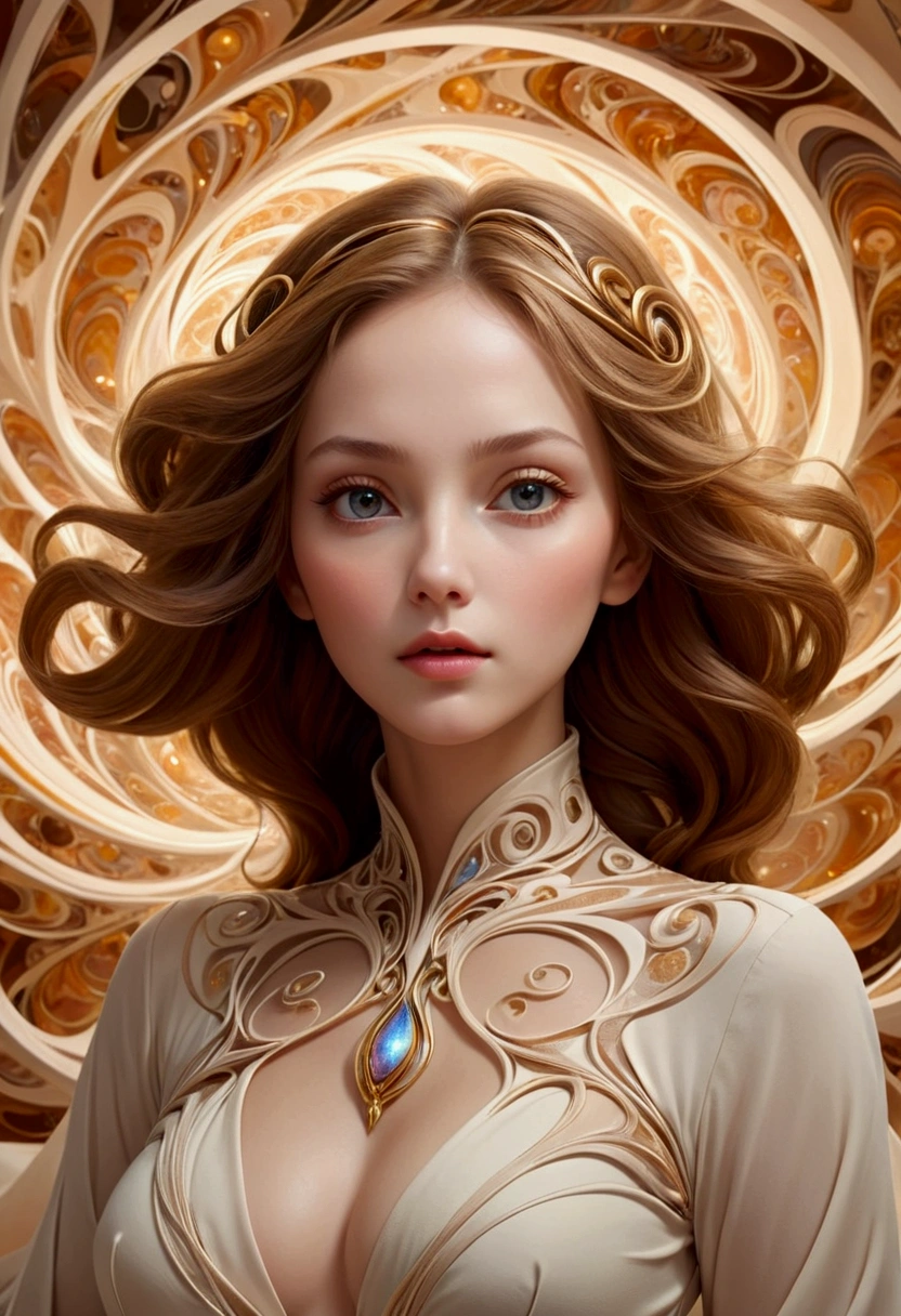 1 The delicate features of women gradually disappear, Twisted but still fascinating, swirl, Abstract Aesthetics, symmetry, fantasy,magic,mystery,illusory,Dreamy,Concept map of the scene, Ultra-high resolution, masterpiece, best quality