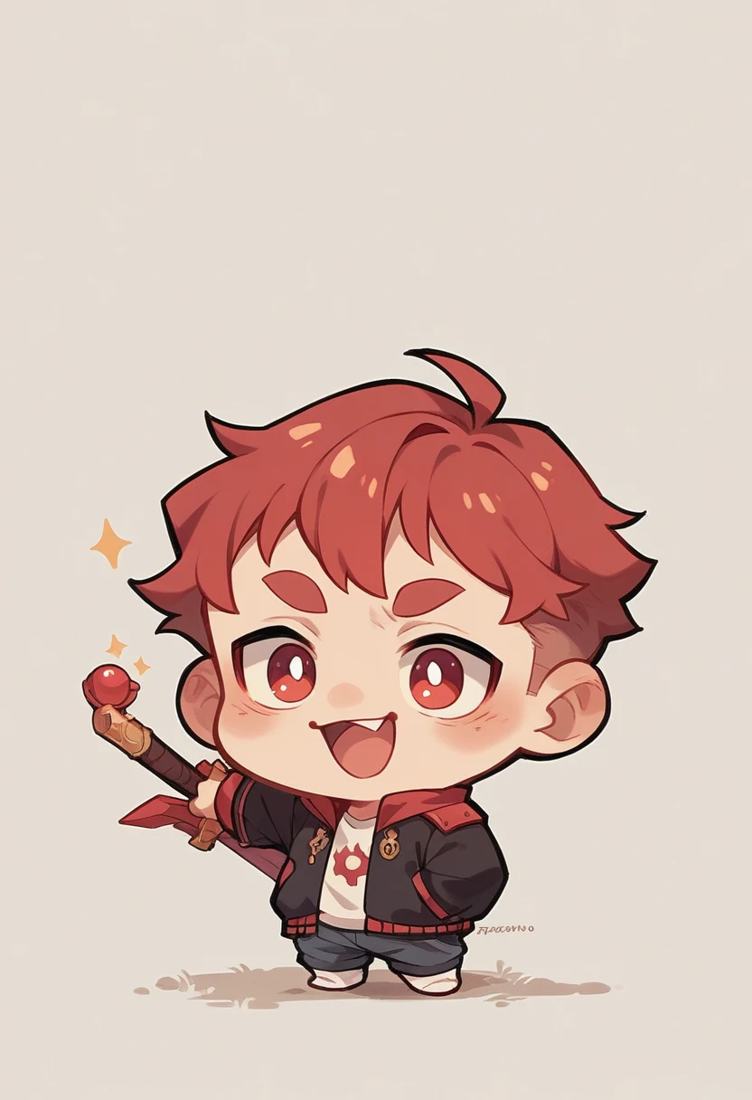 Chibi-e, boy, red,redいスーツ,