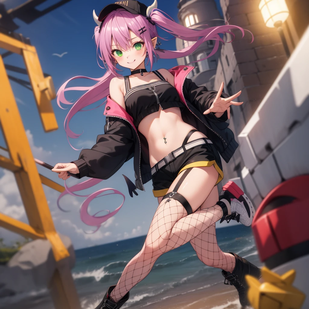 in the midst of pee in public, nsfw, small breats, taking off Underwear, smile, slim hip, her legs are spread out, small amounts of yellow water gush out from her Urethra, dancing