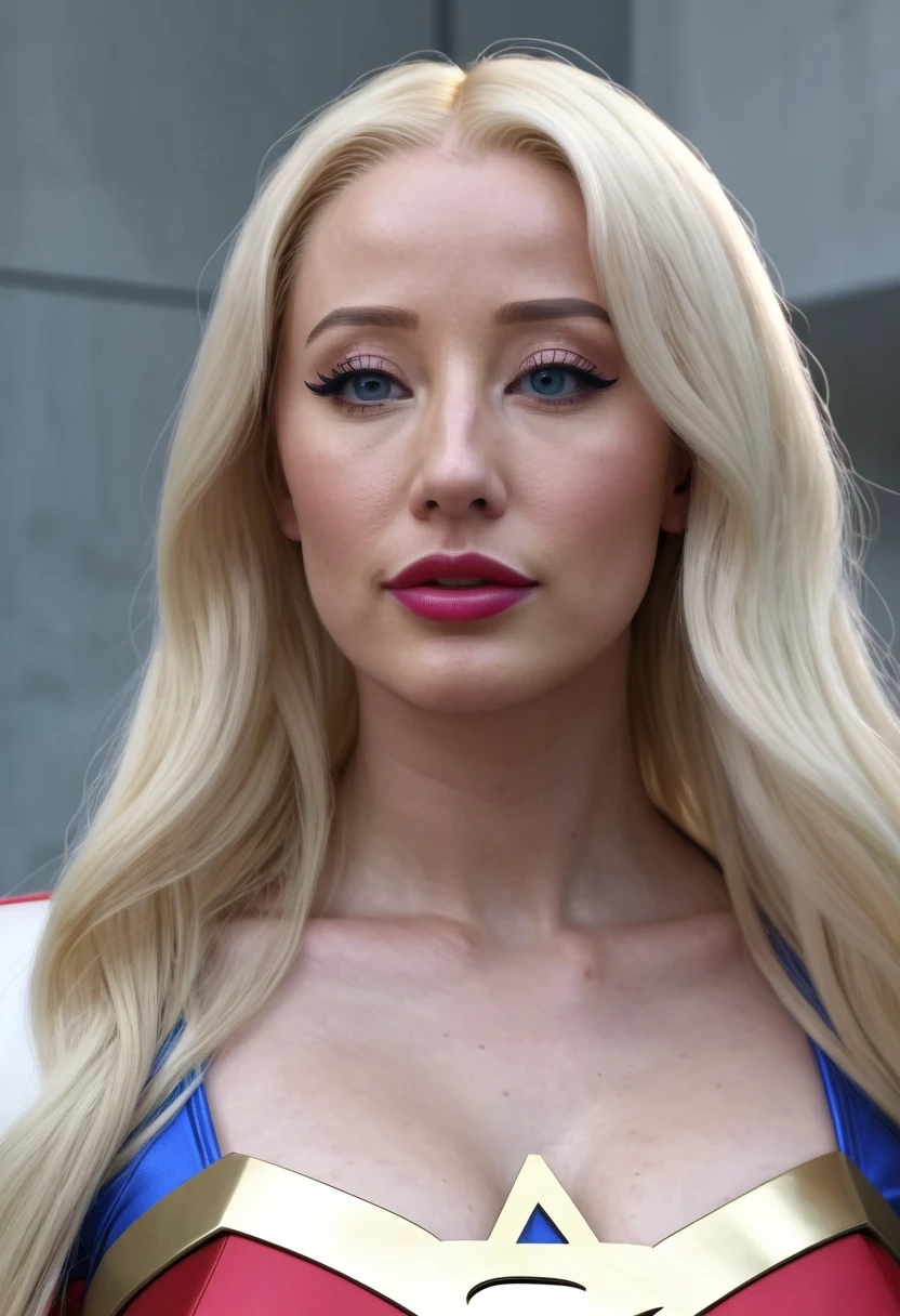 Iggy Azalea Beautiful sexy woman wearing Supergirl cosplay costume, Detailed realistic masterpiece in high definition 4k:1.2, uhd