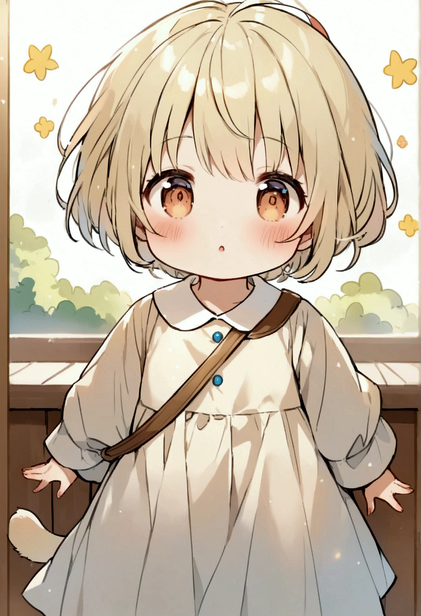 cute、、Short Bob、Kindergarten clothes、Cat ear、Hair color is beige