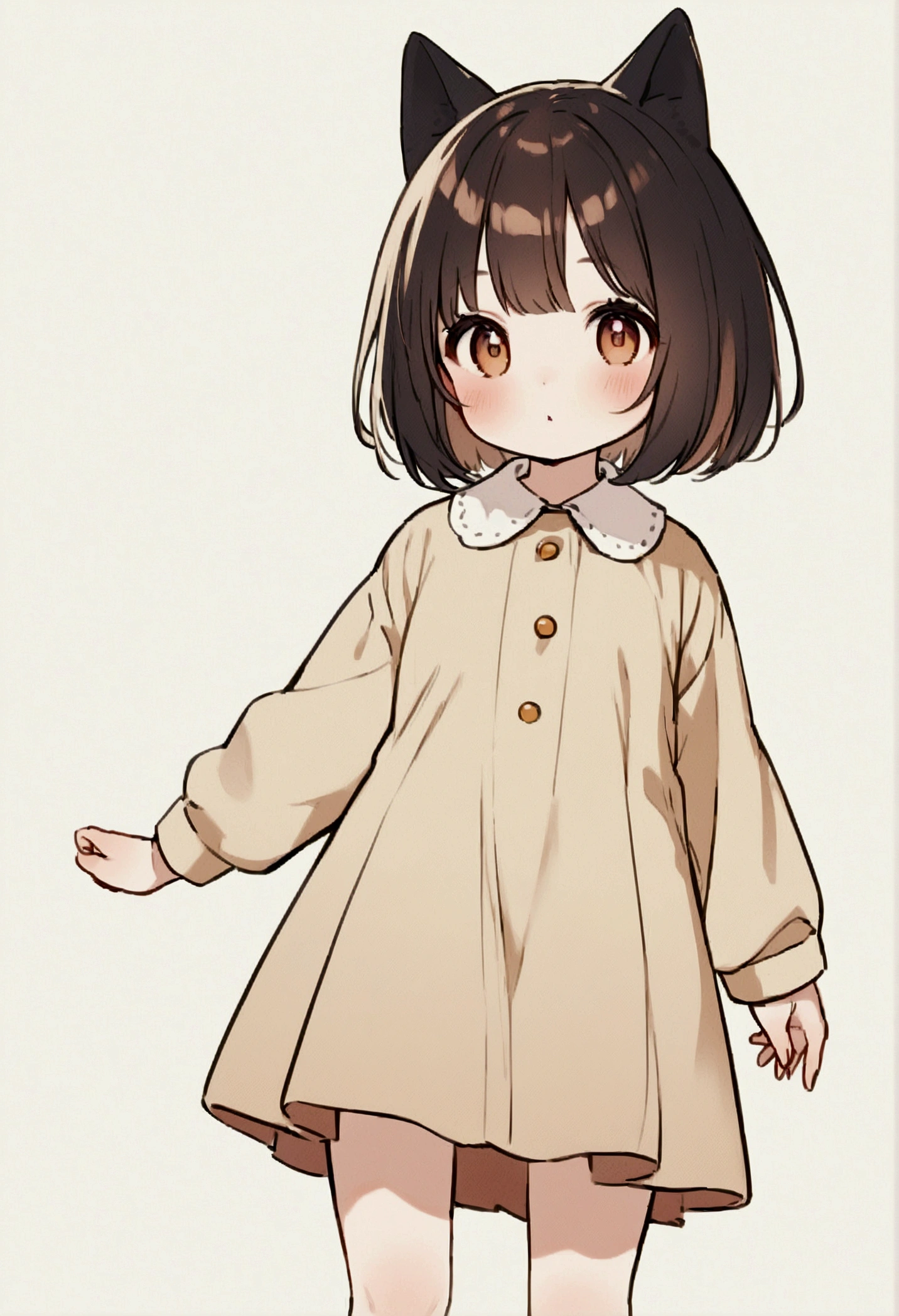 cute、、Short Bob、Kindergarten clothes、Cat ear、Hair color is beige