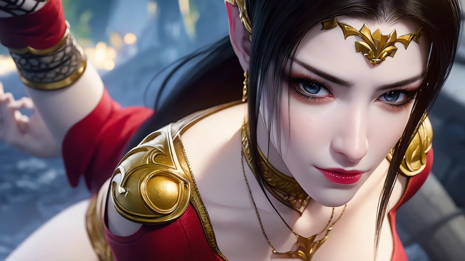 (lifelike, high - resolution:1.3), 1 girl with a perfect body, Super fine face and eyes,slong hair, big boob,Expose cleavage5)),, lightning, hyper-realistic graphics, most realistic graphics, 1 girl, alone, solo, Extremely sharp, surreal image.