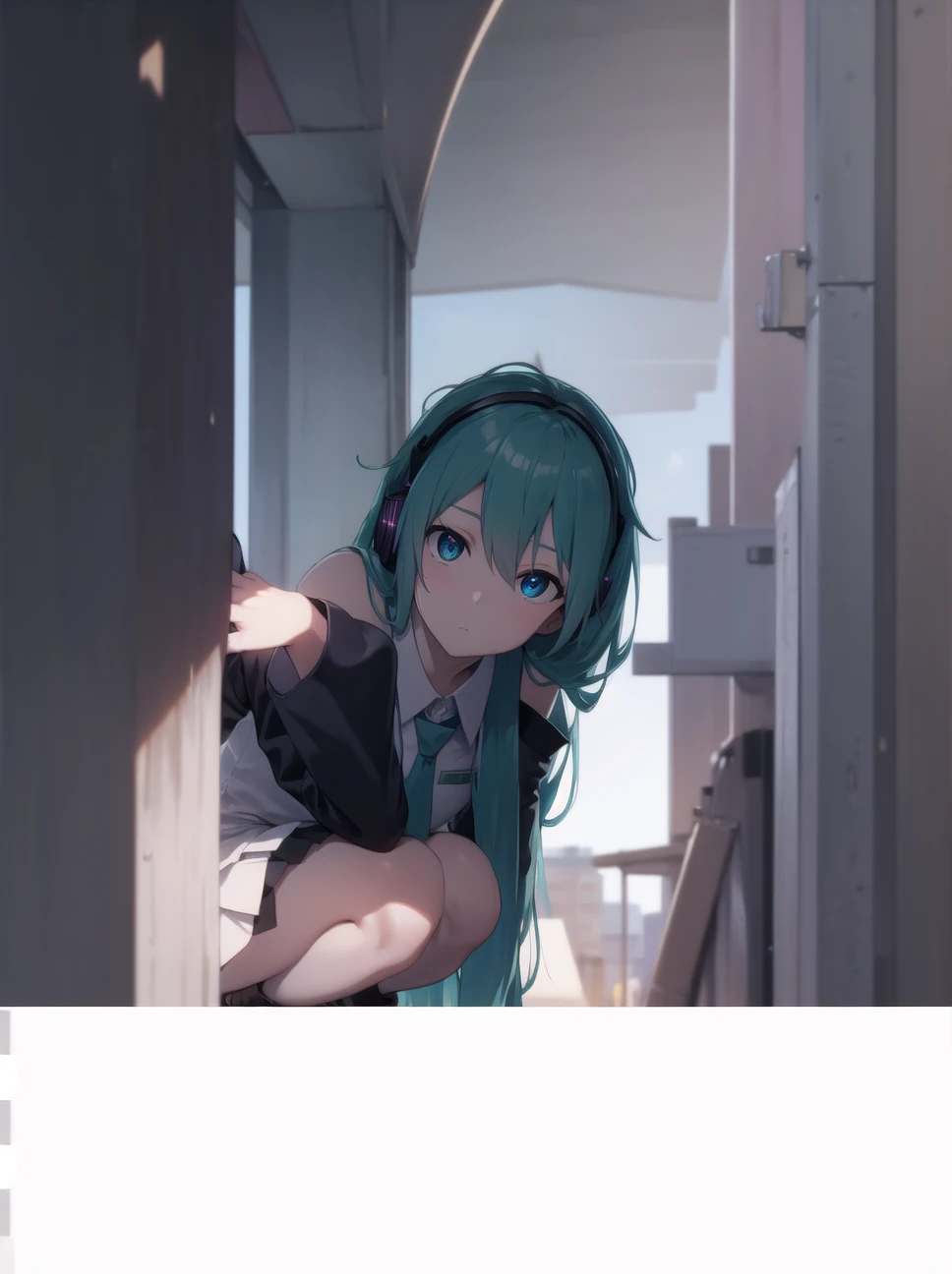 hatsunemiku, miku hatsune, ahoge, aqua eyes, aqua hair, crossed bangs, hair between eyes, hair ornament, headphones, long hair, twintails,
BREAK aqua necktie, black footwear, black skirt, black sleeves, boots, collared shirt, detached sleeves, grey shirt, necktie, pleated skirt, shirt, skirt, sleeveless, sleeveless shirt, thigh boots, tie clip,
BREAK looking at viewer,
BREAK outdoors, city,
BREAK (masterpiece:1.2), best quality, high resolution, unity 8k wallpaper, (illustration:0.8), (beautiful detailed eyes:1.6), extremely detailed face, perfect lighting, extremely detailed CG, (perfect hands, perfect anatomy),