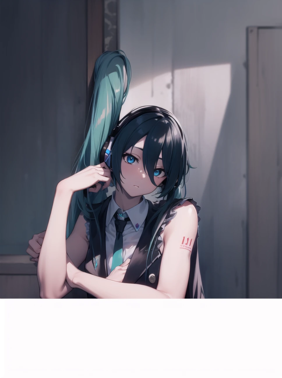 hatsunemiku, miku hatsune, ahoge, aqua eyes, aqua hair, crossed bangs, hair between eyes, hair ornament, headphones, long hair, twintails,
BREAK aqua necktie, black footwear, black skirt, black sleeves, boots, collared shirt, detached sleeves, grey shirt, necktie, pleated skirt, shirt, skirt, sleeveless, sleeveless shirt, thigh boots, tie clip,
BREAK looking at viewer,
BREAK outdoors, city,
BREAK (masterpiece:1.2), best quality, high resolution, unity 8k wallpaper, (illustration:0.8), (beautiful detailed eyes:1.6), extremely detailed face, perfect lighting, extremely detailed CG, (perfect hands, perfect anatomy),