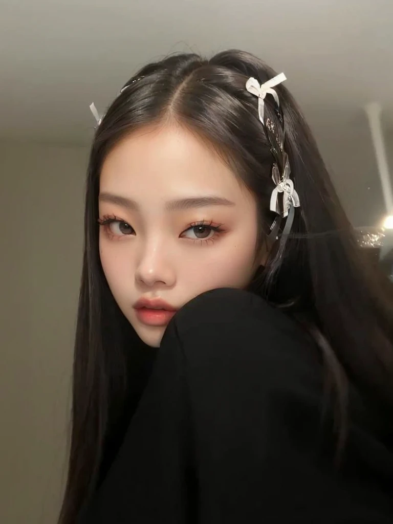 jennie pink black, Portrait of Jennie from Blackpink, Beautiful young Korean woman, leaked image, Kim Jennie the Blackpink